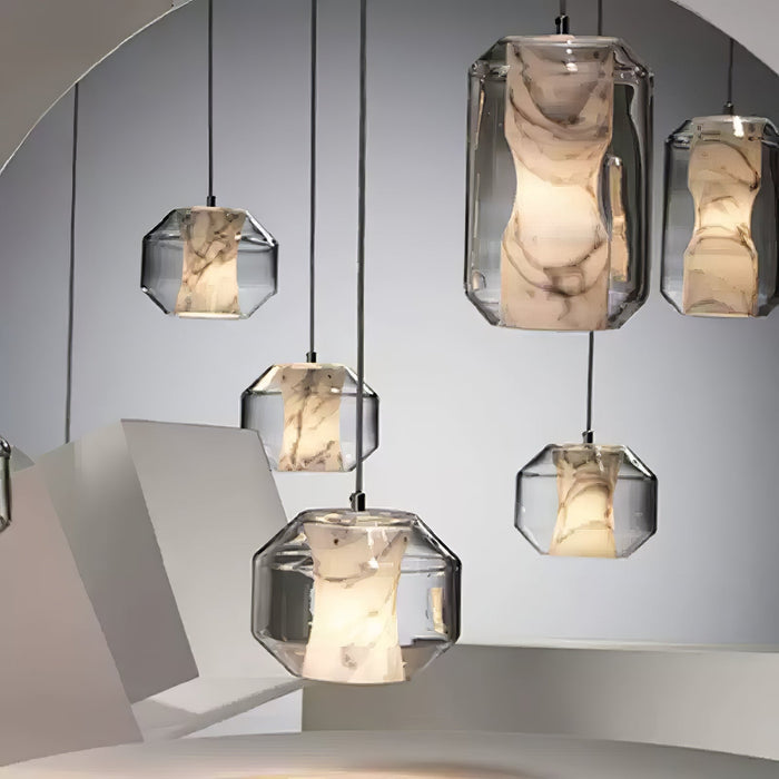 Alabaster Glass Cylinder Pendant Light - Simprolos