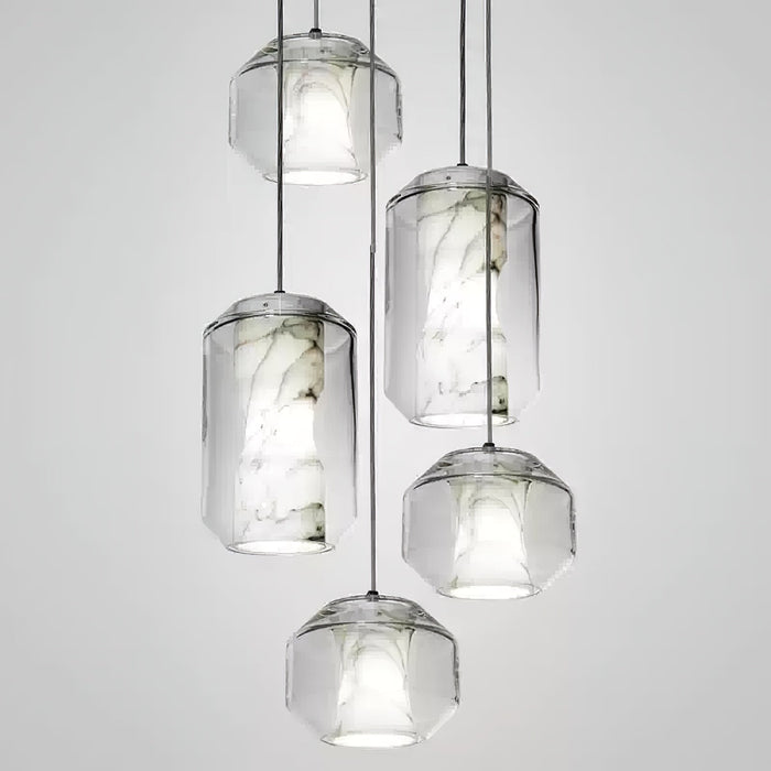 Alabaster Glass Cylinder Pendant Light - Simprolos