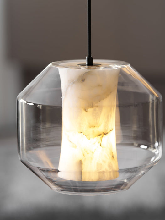 Alabaster Glass Cylinder Pendant Light - Simprolos