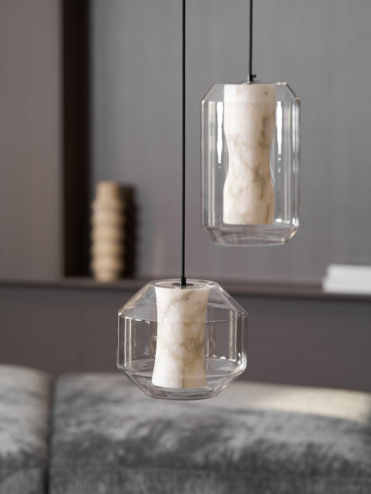 Alabaster Glass Cylinder Pendant Light - Simprolos