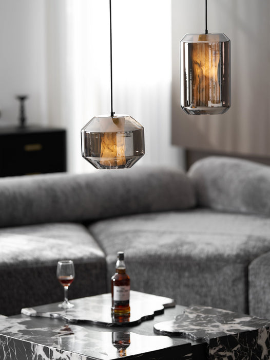 Alabaster Glass Cylinder Pendant Light - Simprolos
