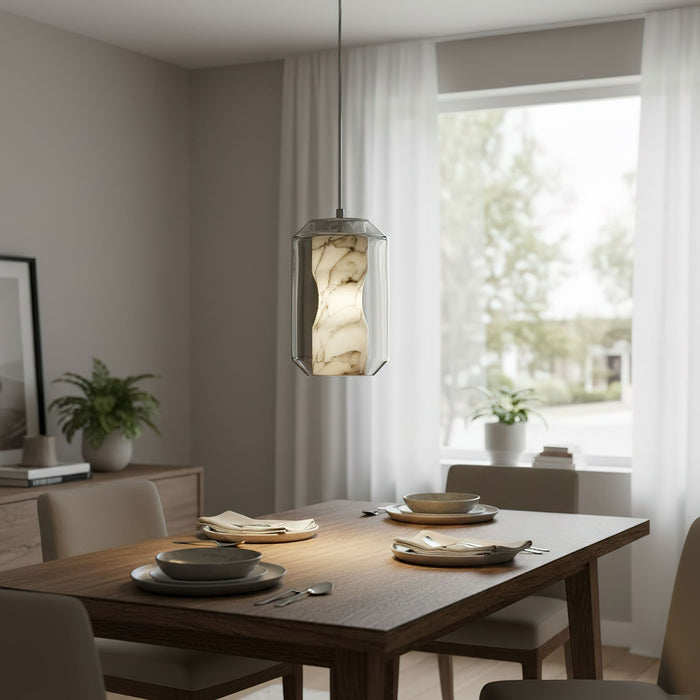 Alabaster Glass Cylinder Pendant Light - Simprolos