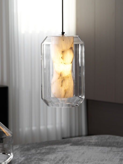 Alabaster Glass Cylinder Pendant Light - Simprolos