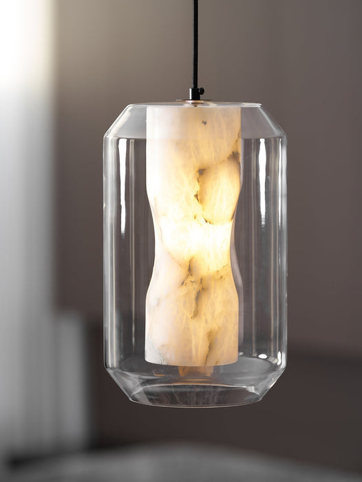 Alabaster Glass Cylinder Pendant Light - Simprolos