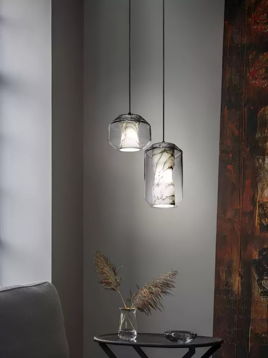 Alabaster Glass Cylinder Pendant Light - Simprolos