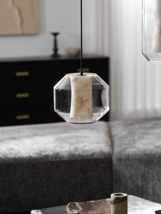 Alabaster Glass Cylinder Pendant Light - Simprolos