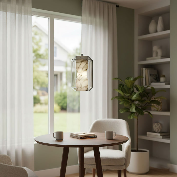 Alabaster Glass Cylinder Pendant Light - Simprolos
