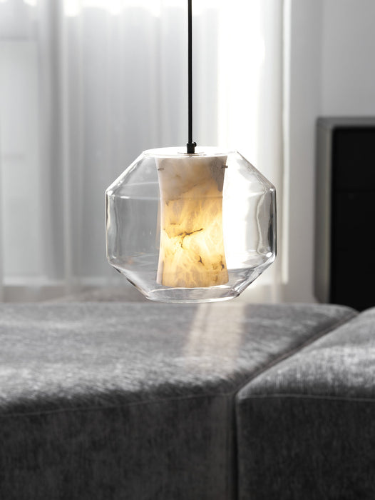 Alabaster Glass Cylinder Pendant Light - Simprolos