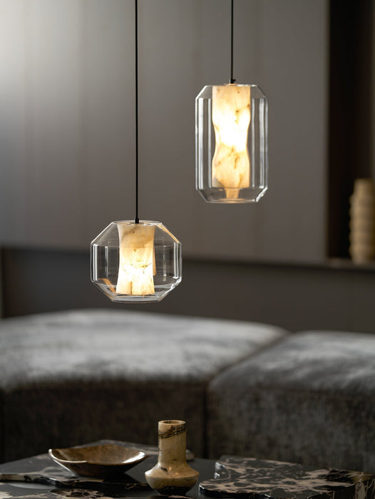 Alabaster Glass Cylinder Pendant Light - Simprolos