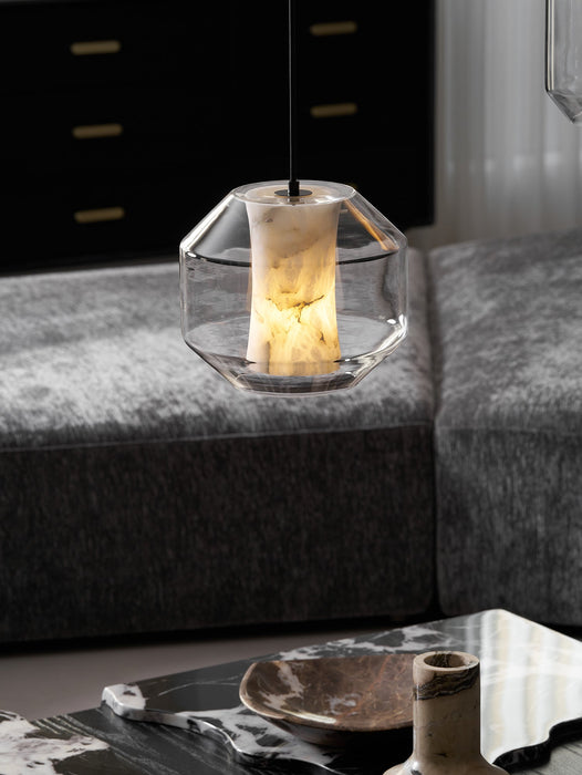 Alabaster Glass Cylinder Pendant Light - Simprolos