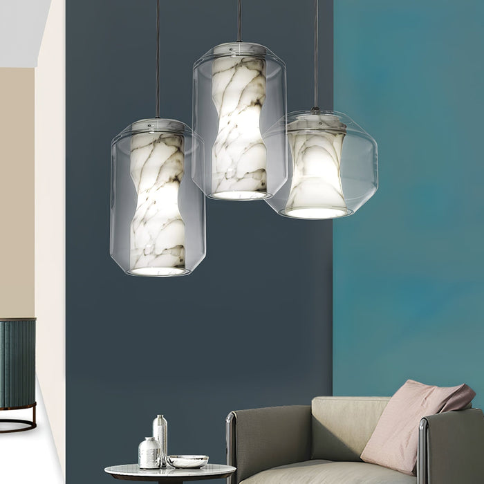 Alabaster Glass Cylinder Pendant Light - Simprolos
