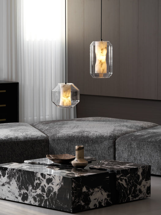 Alabaster Glass Cylinder Pendant Light - Simprolos