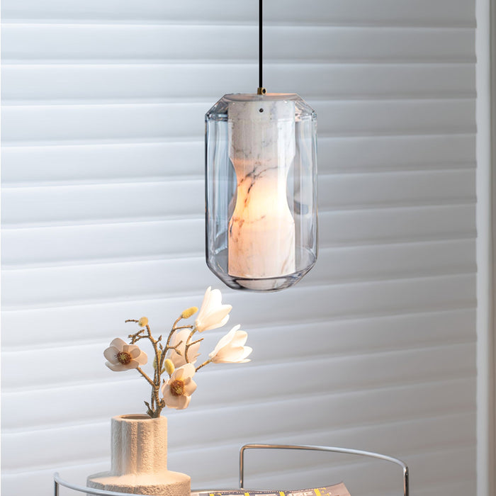 Alabaster Glass Cylinder Pendant Light - Simprolos