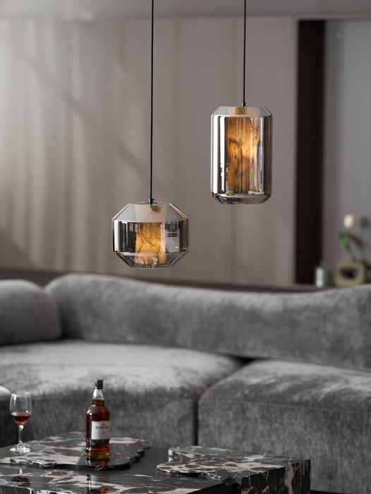 Alabaster Glass Cylinder Pendant Light - Simprolos