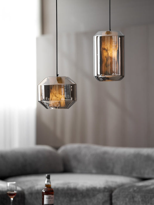 Alabaster Glass Cylinder Pendant Light - Simprolos