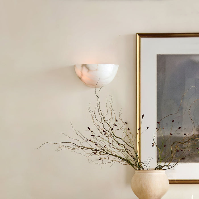 Alabaster Half - Moon Wall Sconce - Simprolos