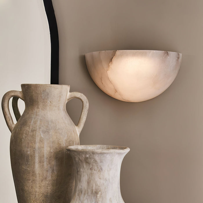 Alabaster Half - Moon Wall Sconce - Simprolos