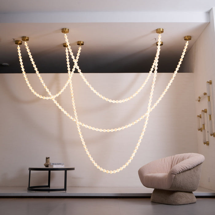 Alabaster Pearl Necklace Chandelier - Simprolos