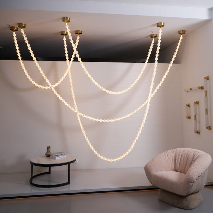 Alabaster Pearl Necklace Chandelier - Simprolos