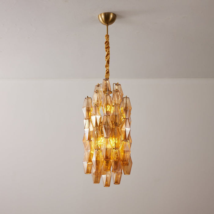 Amber Prism Long Chandelier - Simprolos