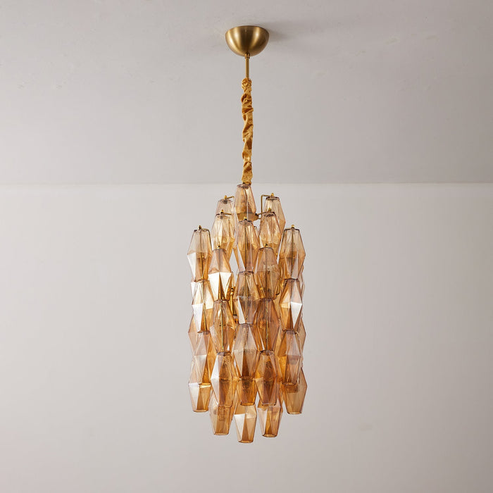 Amber Prism Long Chandelier - Simprolos