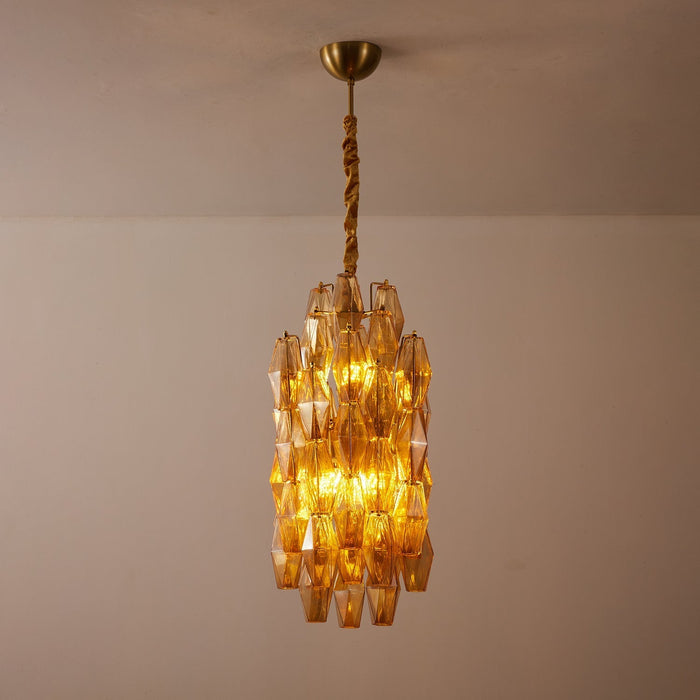 Amber Prism Long Chandelier - Simprolos