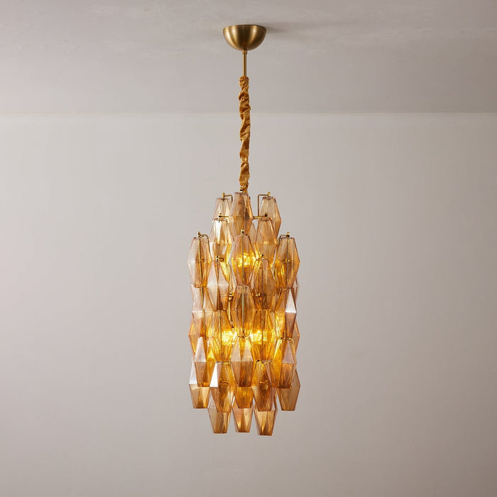 Amber Prism Long Chandelier - Simprolos