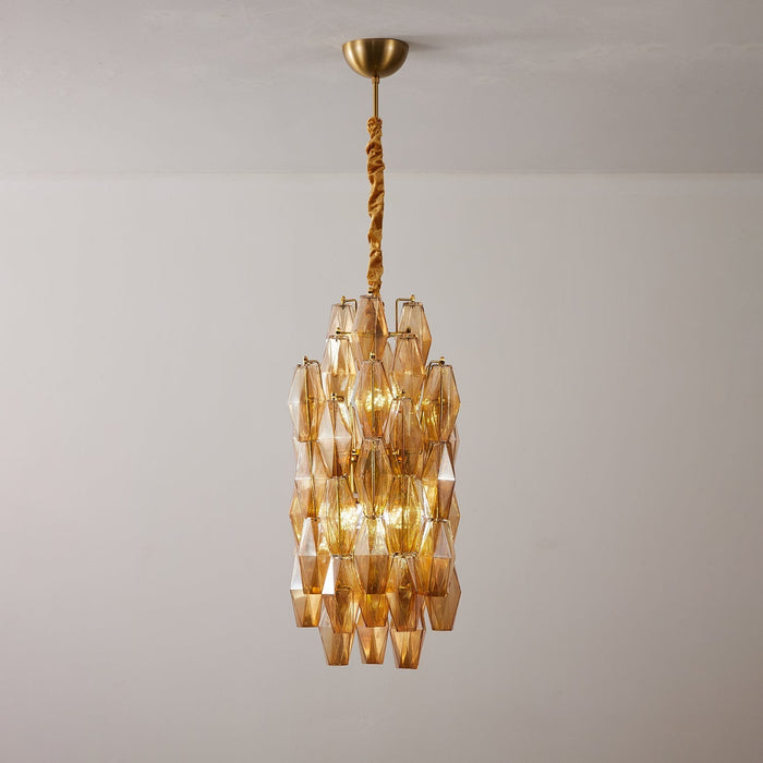Amber Prism Long Chandelier - Simprolos