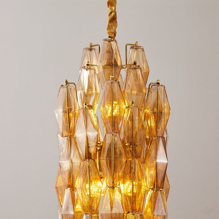 Amber Prism Long Chandelier - Simprolos