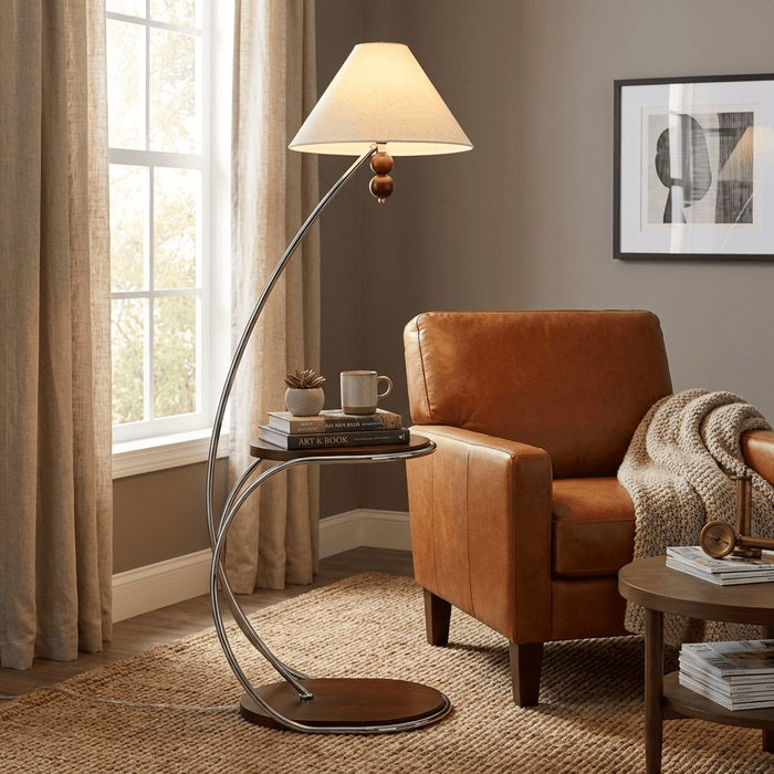 Aria Curved Shelf Floor Lamp - Simprolos