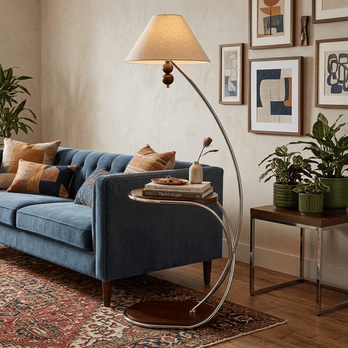 Aria Curved Shelf Floor Lamp - Simprolos