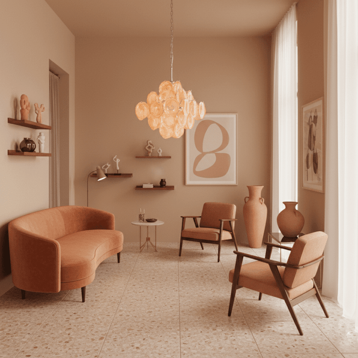 Aurelia Apricot Glass Chandelier - Simprolos