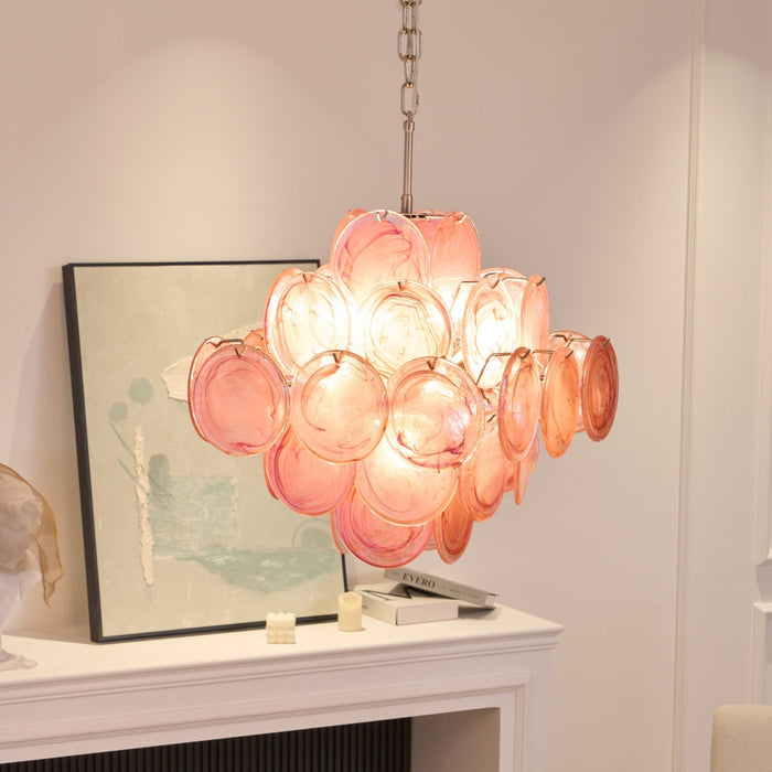 Aurelia Pink Glass Chandelier - Simprolos