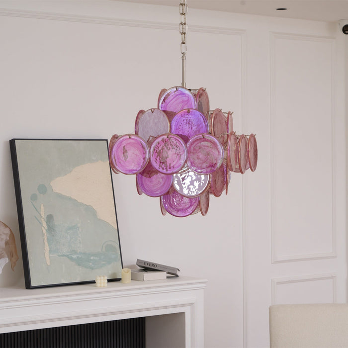 Aurelia Pink Glass Chandelier - Simprolos