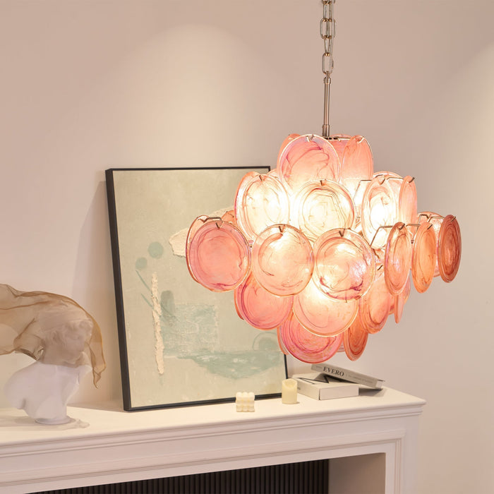 Aurelia Pink Glass Chandelier - Simprolos