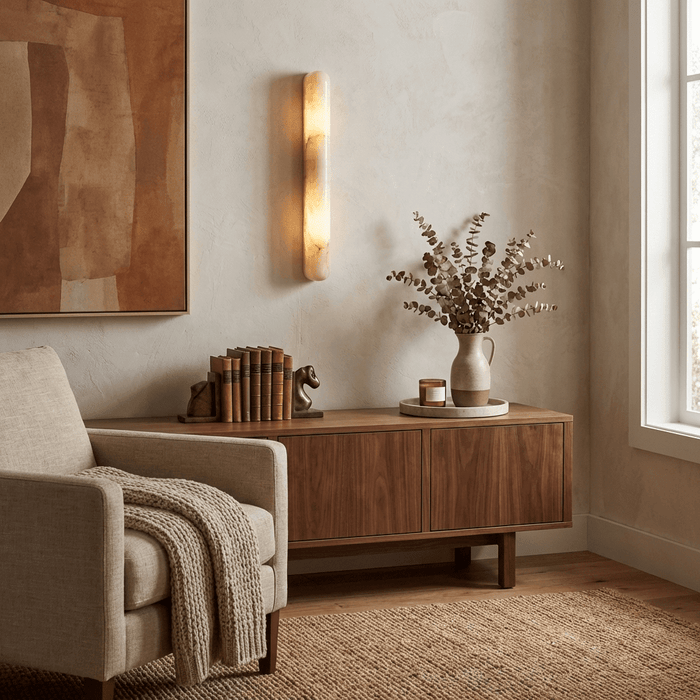 Aurelia Slim Alabaster Linear Wall Light - Simprolos