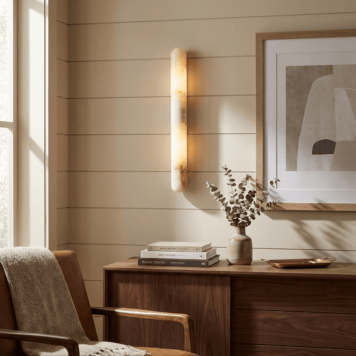 Aurelia Slim Alabaster Linear Wall Light - Simprolos
