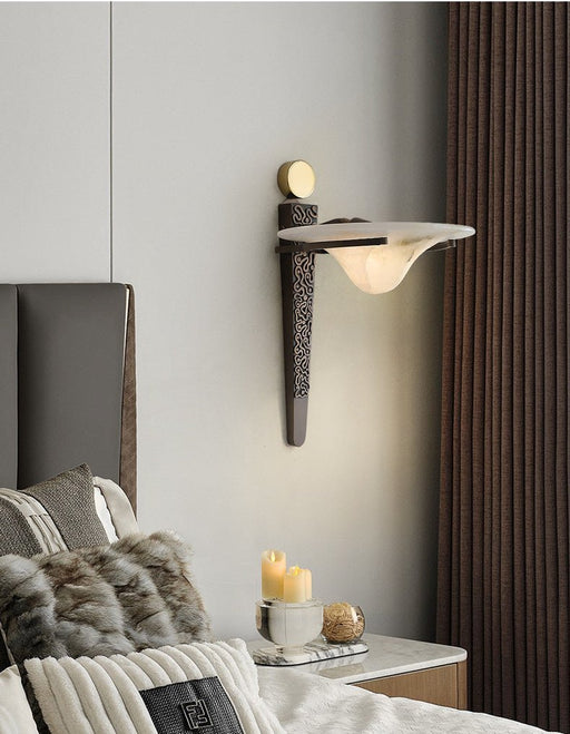 Aurelian Crest Alabaster Wall Sconce - Simprolos