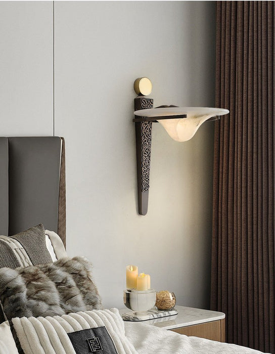 Aurelian Crest Alabaster Wall Sconce - Simprolos