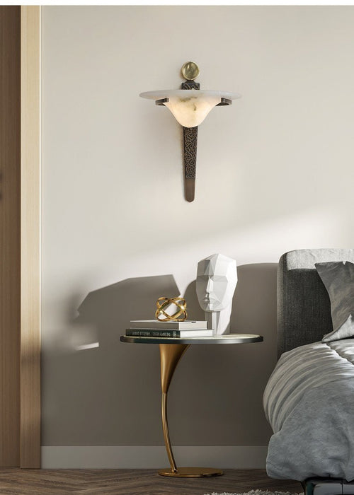 Aurelian Crest Alabaster Wall Sconce - Simprolos