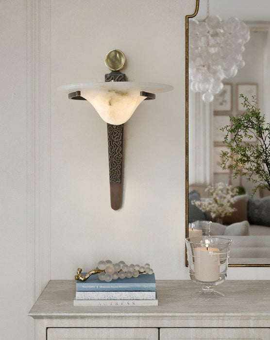 Aurelian Crest Alabaster Wall Sconce - Simprolos