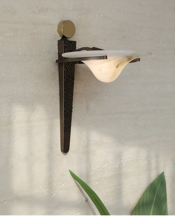 Aurelian Crest Alabaster Wall Sconce - Simprolos