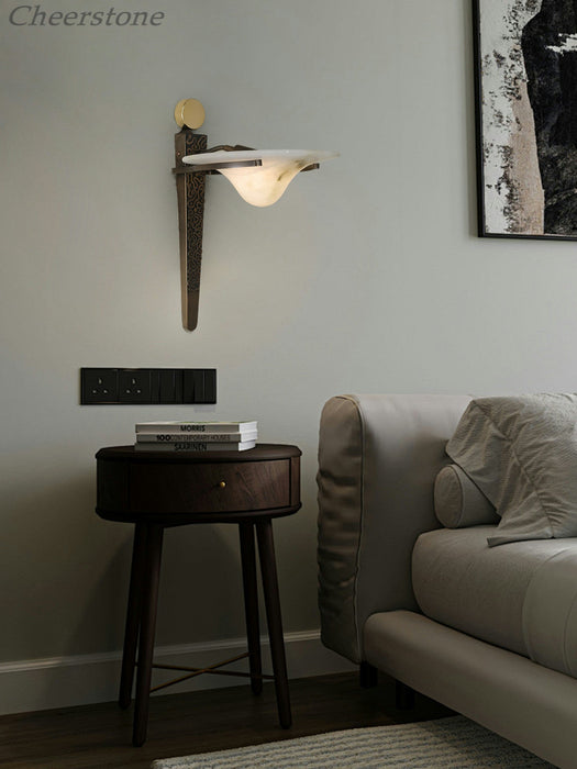 Aurelian Crest Alabaster Wall Sconce - Simprolos