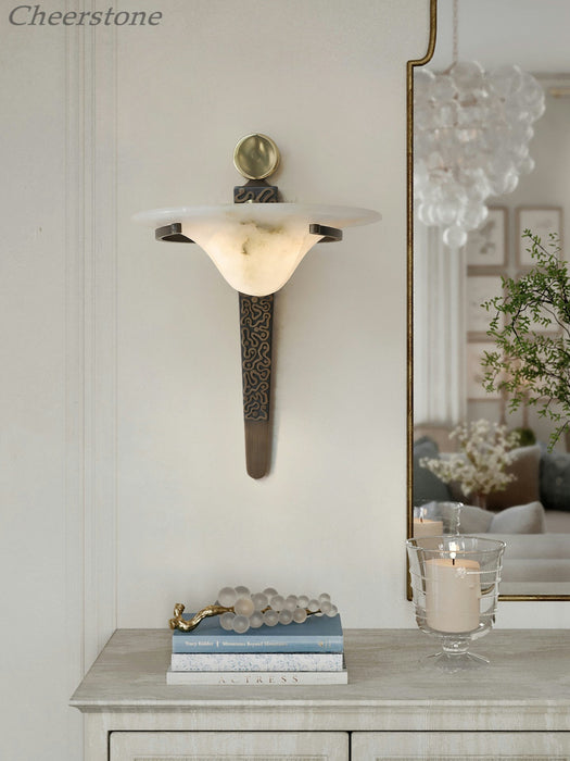 Aurelian Crest Alabaster Wall Sconce - Simprolos