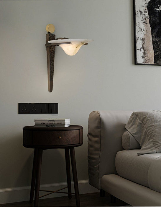 Aurelian Crest Alabaster Wall Sconce - Simprolos