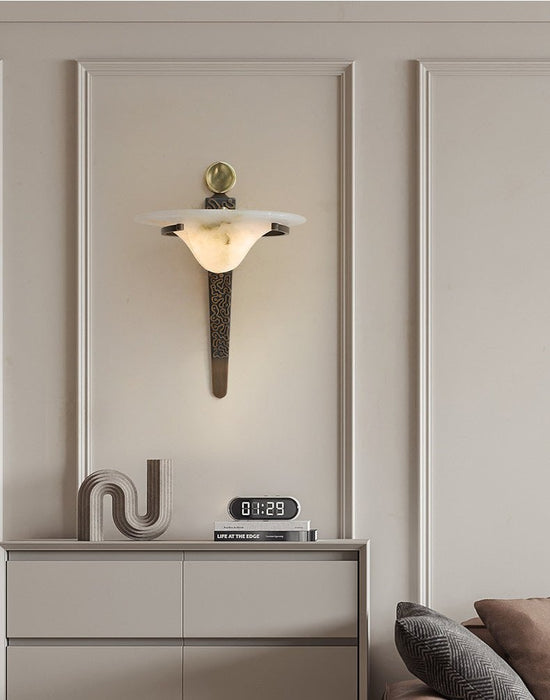 Aurelian Crest Alabaster Wall Sconce - Simprolos