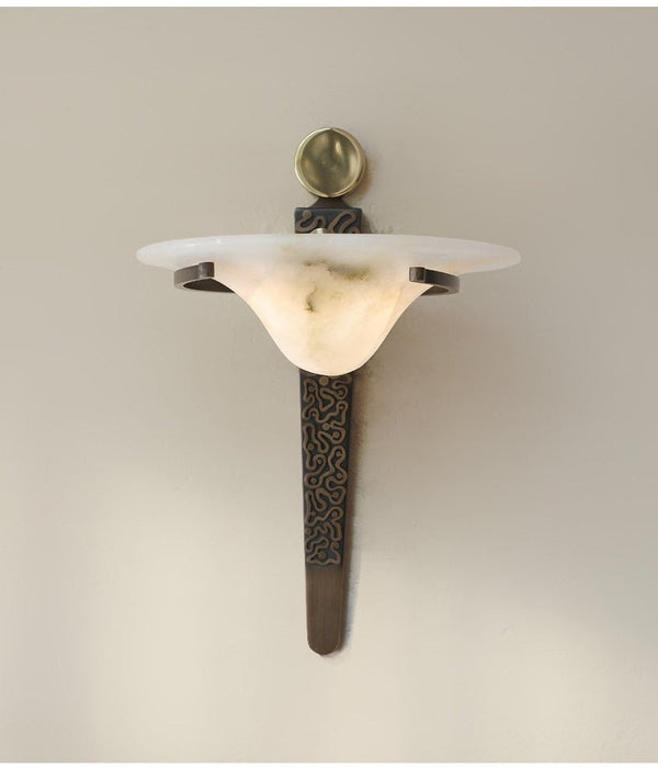 Aurelian Crest Alabaster Wall Sconce - Simprolos