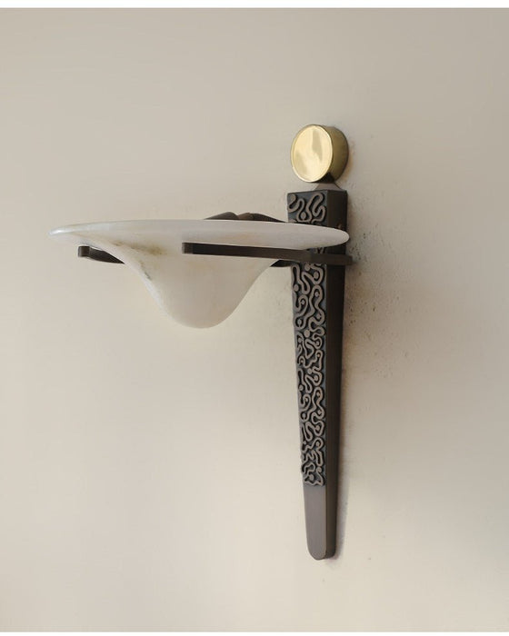 Aurelian Crest Alabaster Wall Sconce - Simprolos