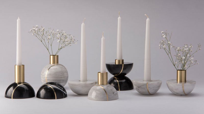 Axis Sphere Marble Candle Holder - Simprolos