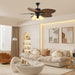 Banana Wood Leaves Ceiling Fan Light - Simprolos